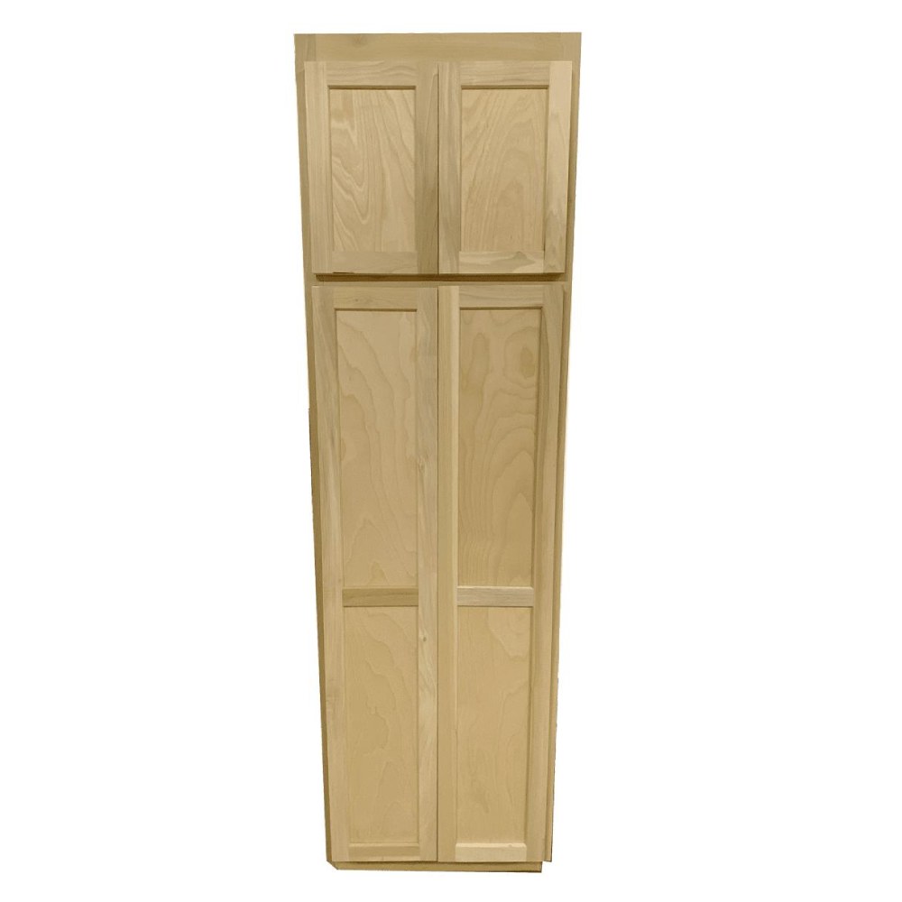 Kitchen Utility Pantry Cabinet | Unfinished Poplar | Shaker Style | 84x30x24 in